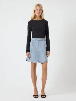 YASSCALLOP DENIM ROK -YAS Kleding Winkel 26033237 LightBlueDenim 005