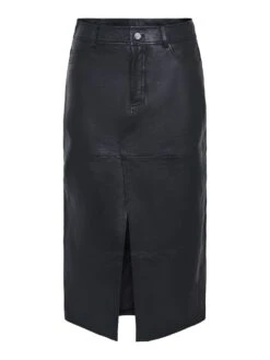 YASMINA LEREN MIDIROK 12 YASMINA LEREN MIDIROK -YAS Kleding Winkel 26035280 Black 001