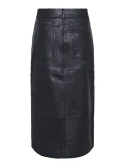 YASMINA LEREN MIDIROK 13 YASMINA LEREN MIDIROK -YAS Kleding Winkel 26035280 Black 002