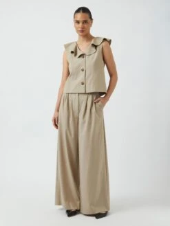 YASLIGGA WIDE-LEG BROEK -YAS Kleding Winkel 26036952 Humus 005