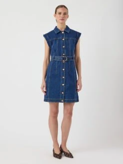 YASNEMA KORTE JURK -YAS Kleding Winkel 26037423 MediumBlueDenim 005