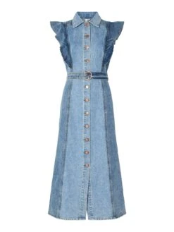 YASCAWI DENIM MAXI-JURK -YAS Kleding Winkel 26037659 MediumBlueDenim 1187920 001