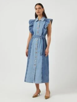 YASCAWI DENIM MAXI-JURK -YAS Kleding Winkel 26037659 MediumBlueDenim 1187920 005