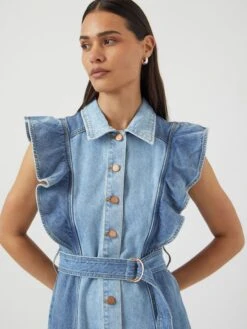 YASCAWI DENIM MAXI-JURK -YAS Kleding Winkel 26037659 MediumBlueDenim 1187920 006