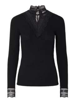 YASELLINA HOGE KRAAG TOP MET LANGE MOUWEN -YAS Kleding Winkel 26037887 Black 001