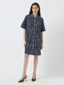 YASLORA 2/4 MINI DENIM JURK -YAS Kleding Winkel 26038344 DarkBlueDenim 1208583 005