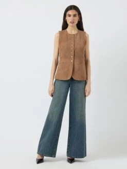 YASSUDA LEER GILET -YAS Kleding Winkel 26038773 SepiaTint 005