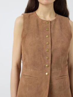 YASSUDA LEER GILET -YAS Kleding Winkel 26038773 SepiaTint 006