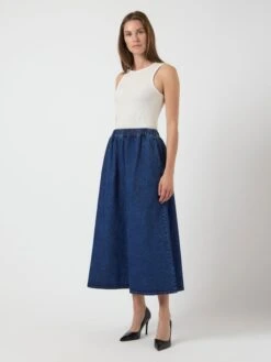 YASCOTMA MIDDELLANGE ROK 12 YASCOTMA MIDDELLANGE ROK -YAS Kleding Winkel 26038797 MediumBlueDenim 005