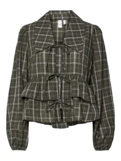 YASCINNA STRIK TOP MET LANGE MOUWEN -YAS Kleding Winkel 26039201 ForestNight 1230388 001