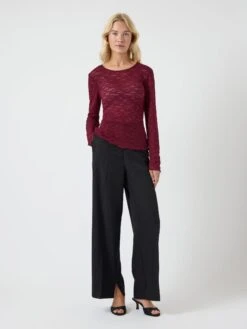 YASCARA KANT TOP MET LANGE MOUWEN -YAS Kleding Winkel 26039389 TibetanRed 005