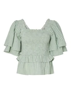 YASSEFERA 2/4 GESMOKTE TOP -YAS Kleding Winkel 26039609 QuietGreen 1241128 001