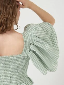 YASSEFERA 2/4 GESMOKTE TOP -YAS Kleding Winkel 26039609 QuietGreen 1241128 006