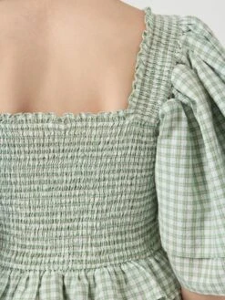 YASSEFERA 2/4 GESMOKTE TOP -YAS Kleding Winkel 26039609 QuietGreen 1241128 007