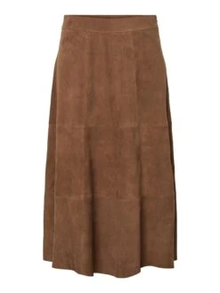 YASPALMA HW SUEDE LEREN MIDIROK -YAS Kleding Winkel 26040446 Emperador 001