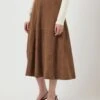 YASPALMA HW SUEDE LEREN MIDIROK