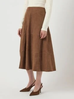 YASPALMA HW SUEDE LEREN MIDIROK