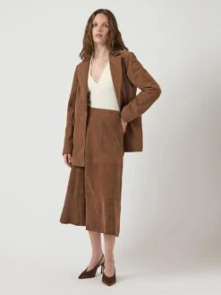 YASPALMA HW SUEDE LEREN MIDIROK -YAS Kleding Winkel 26040446 Emperador 005