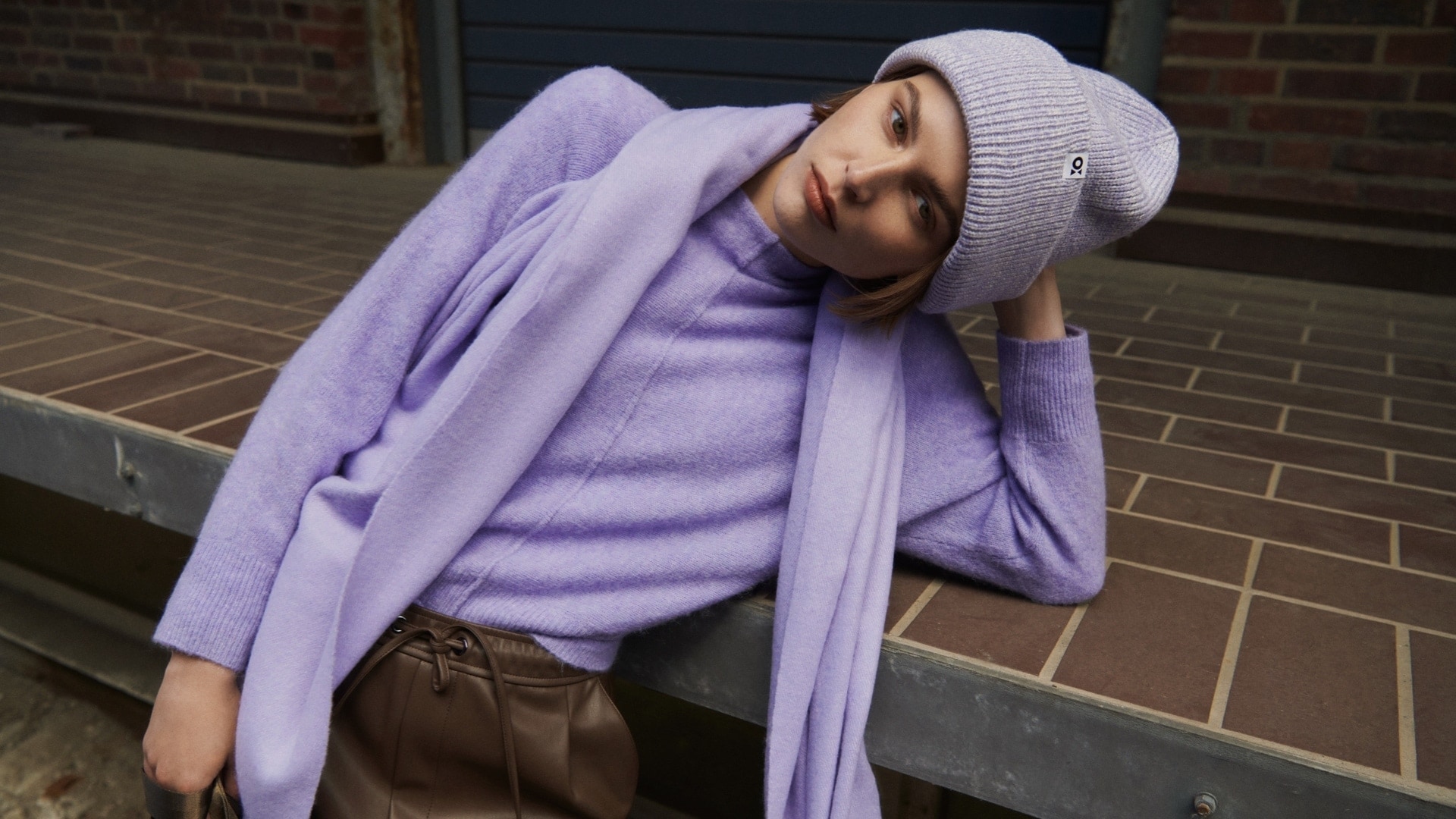 YAS Kleding Winkel -YAS Kleding Winkel fliederfarbener strick sweater fliederfarbener strick schal fliederfarbene strick muetze damen opus fashion